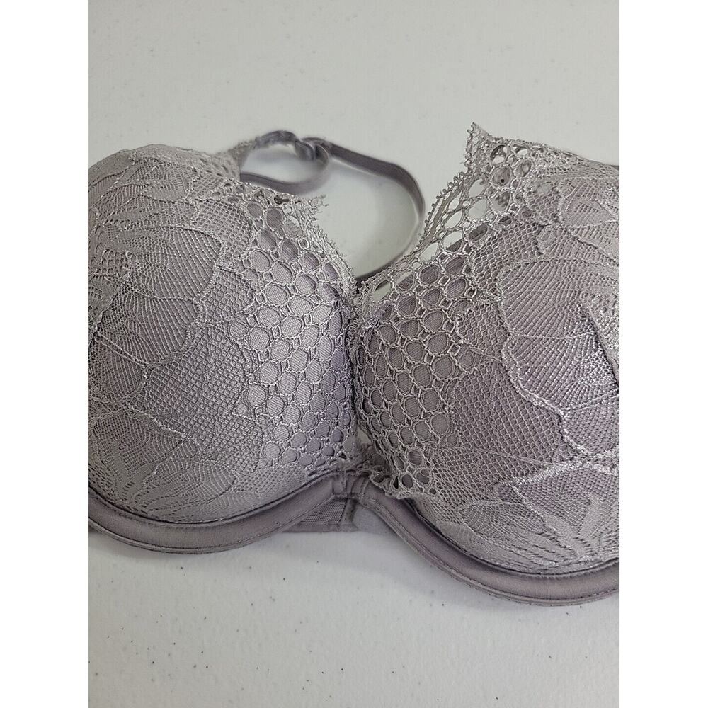Ambrielle Gray Lace Deep-V Plunge Full Figure Convertible Underwire Bra Size 34C - Picture 4 of 7